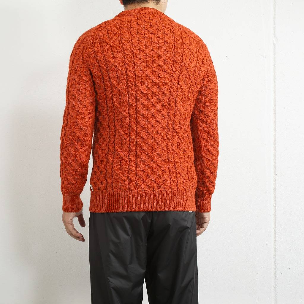 PEREGRINE ペレグリン ケーブルニット ウール クルーネック オレンジ