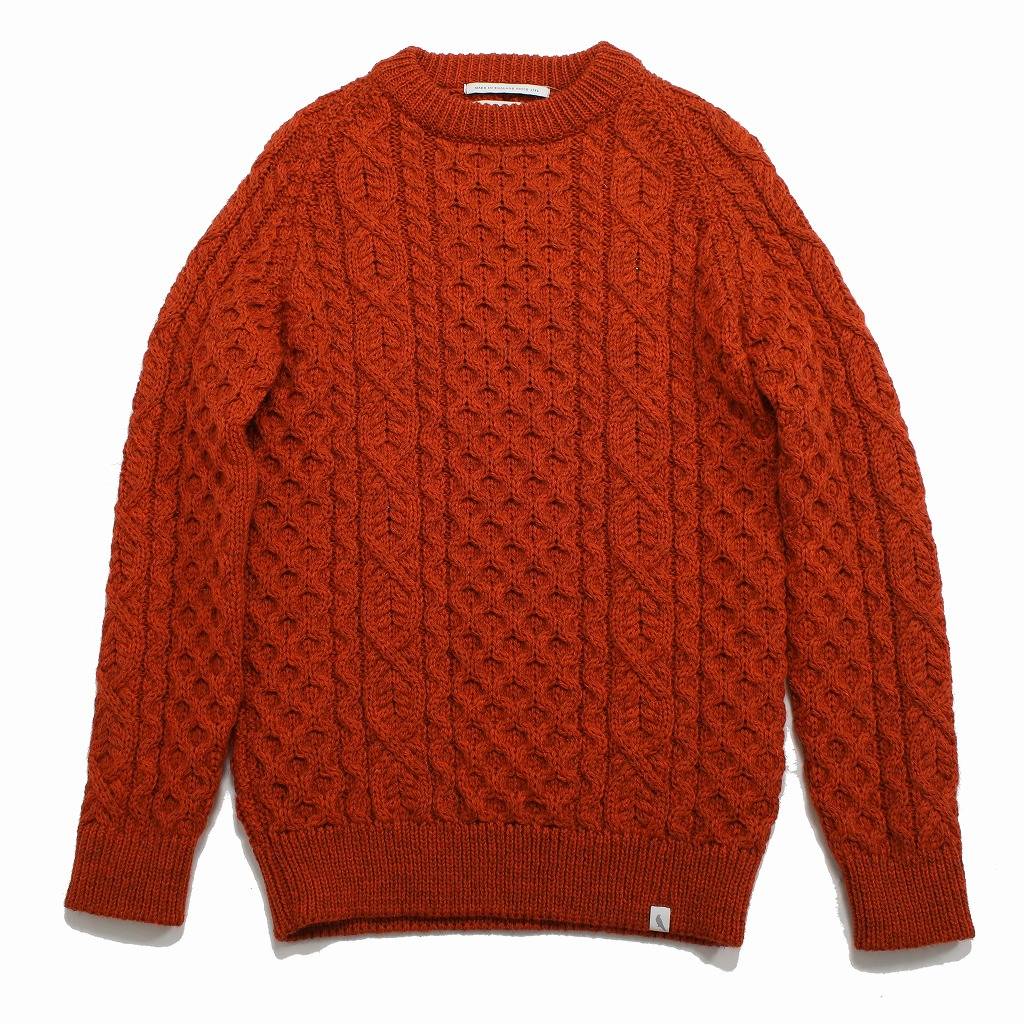 PEREGRINE ペレグリン ケーブルニット ウール クルーネック オレンジ
