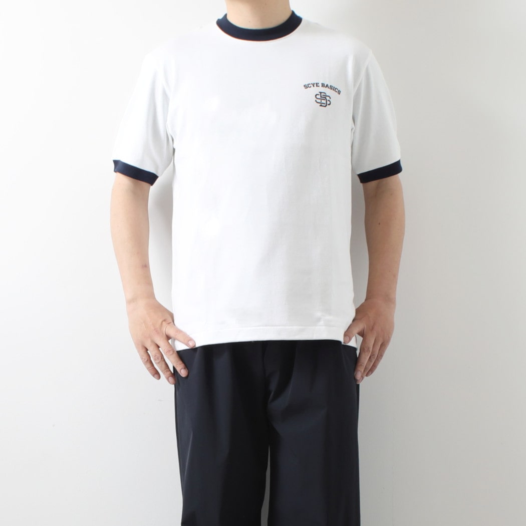 Scye サイ コットン ジャージー プリント リンガー Tシャツ Cotton