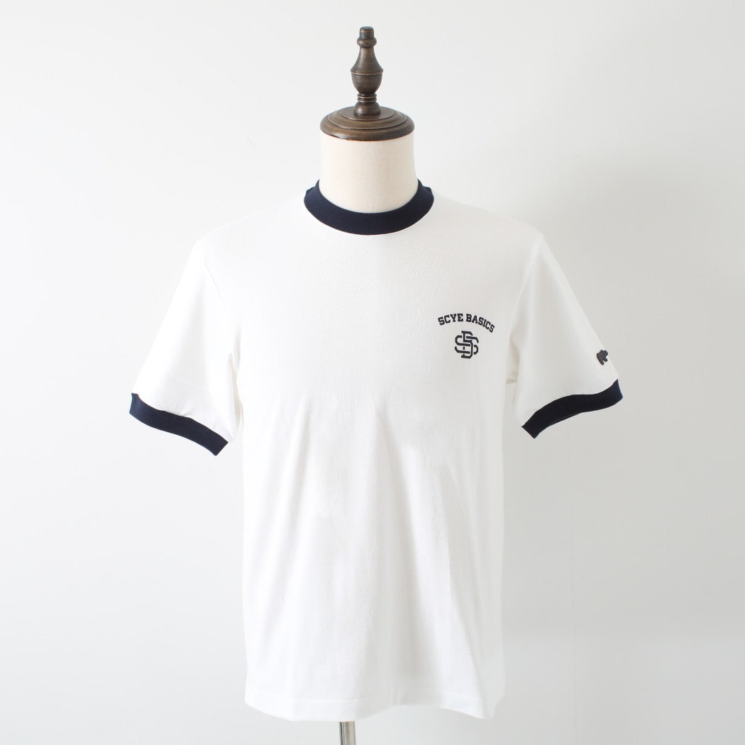 Scye サイ コットン ジャージー プリント リンガー Tシャツ Cotton