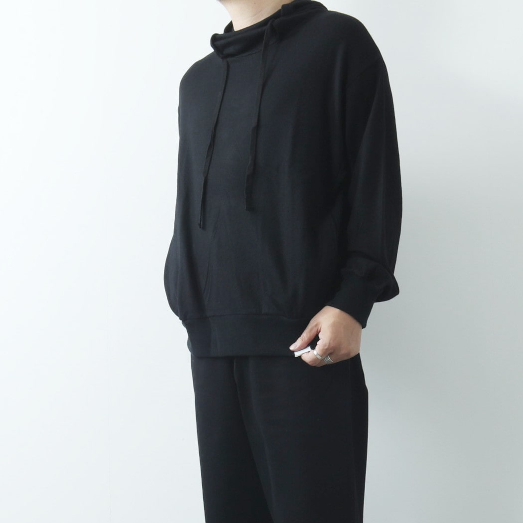 capertica カペルチカ スーパー140s ウォッシャブルウール スウェット コンビパーカー  Super140s Washable Wool MW_Jersey FG-Parka BLACK