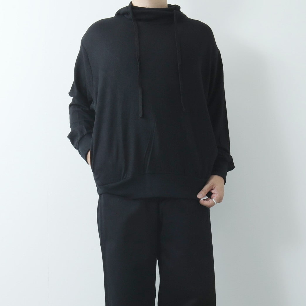 capertica カペルチカ スーパー140s ウォッシャブルウール スウェット コンビパーカー  Super140s Washable Wool MW_Jersey FG-Parka BLACK