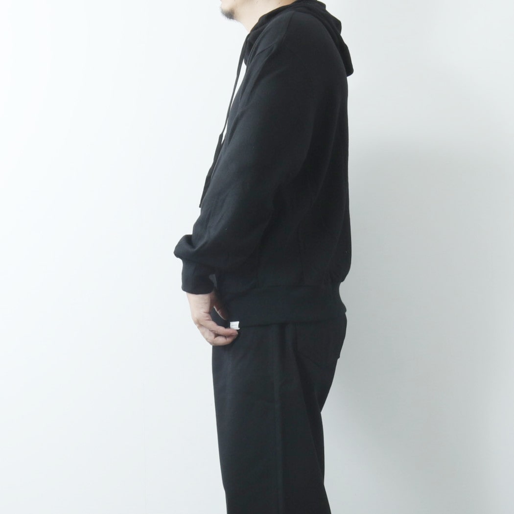 capertica カペルチカ スーパー140s ウォッシャブルウール スウェット コンビパーカー  Super140s Washable Wool MW_Jersey FG-Parka BLACK