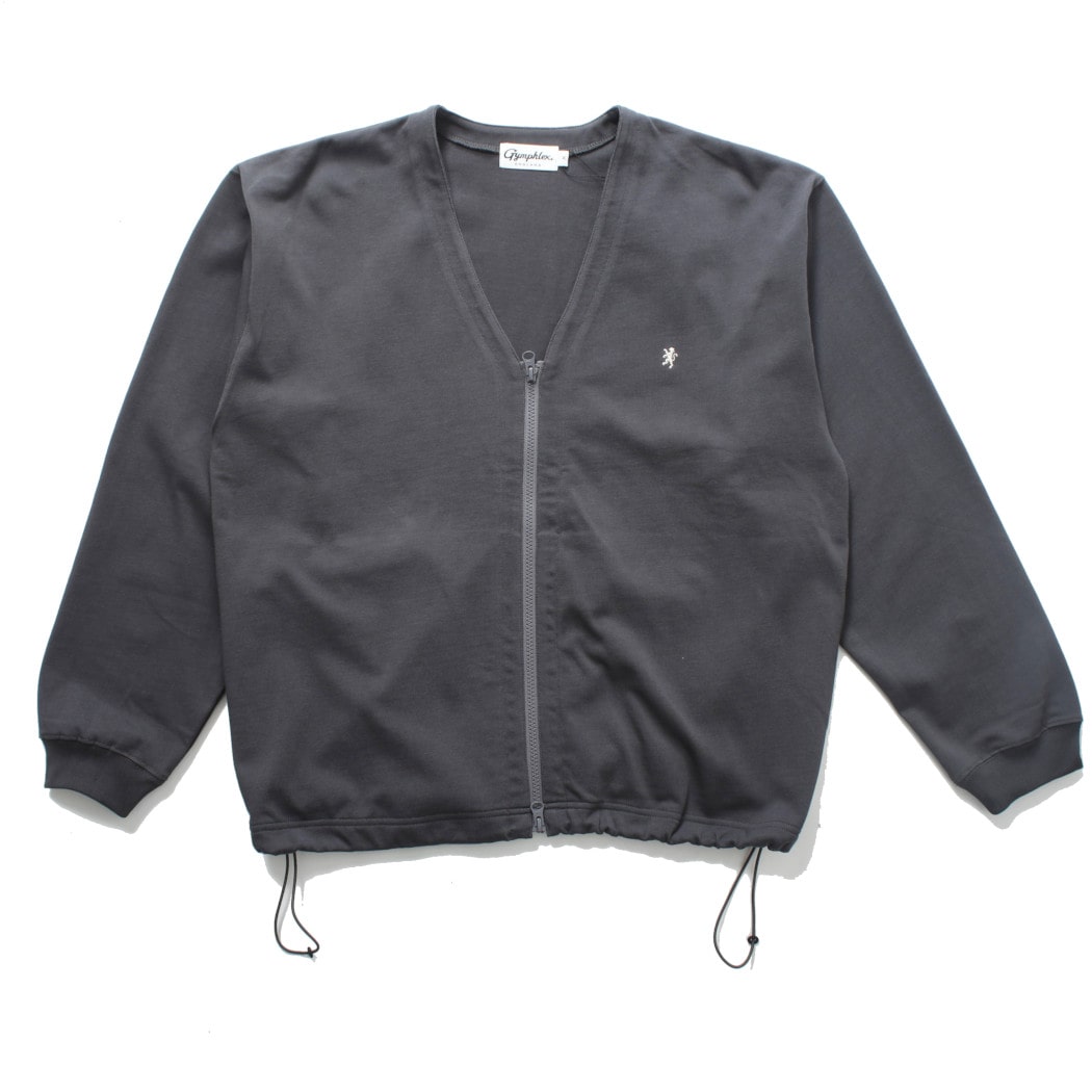 GYMPHLEX ジムフレックス コットン ジップ カーディガン チャコールグレー