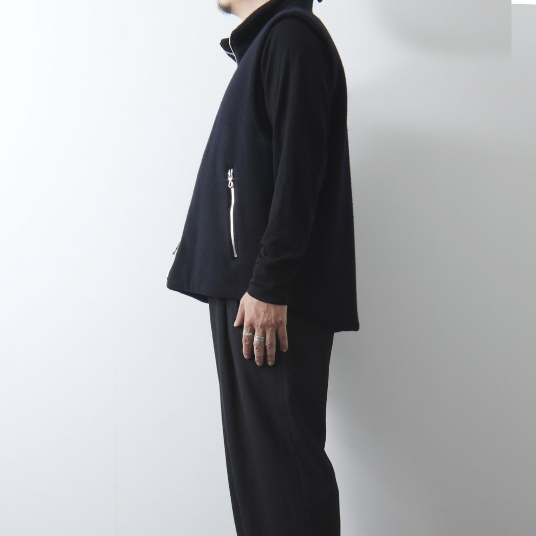 marka マーカ スーパー130's ナッピングウール ベスト ダークネイビー