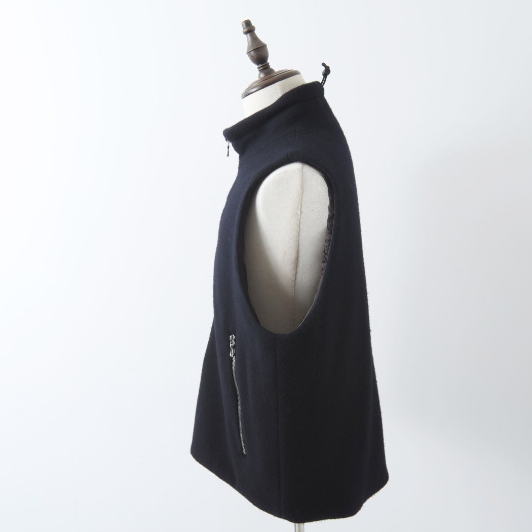 marka マーカ スーパー130's ナッピングウール ベスト ダークネイビー