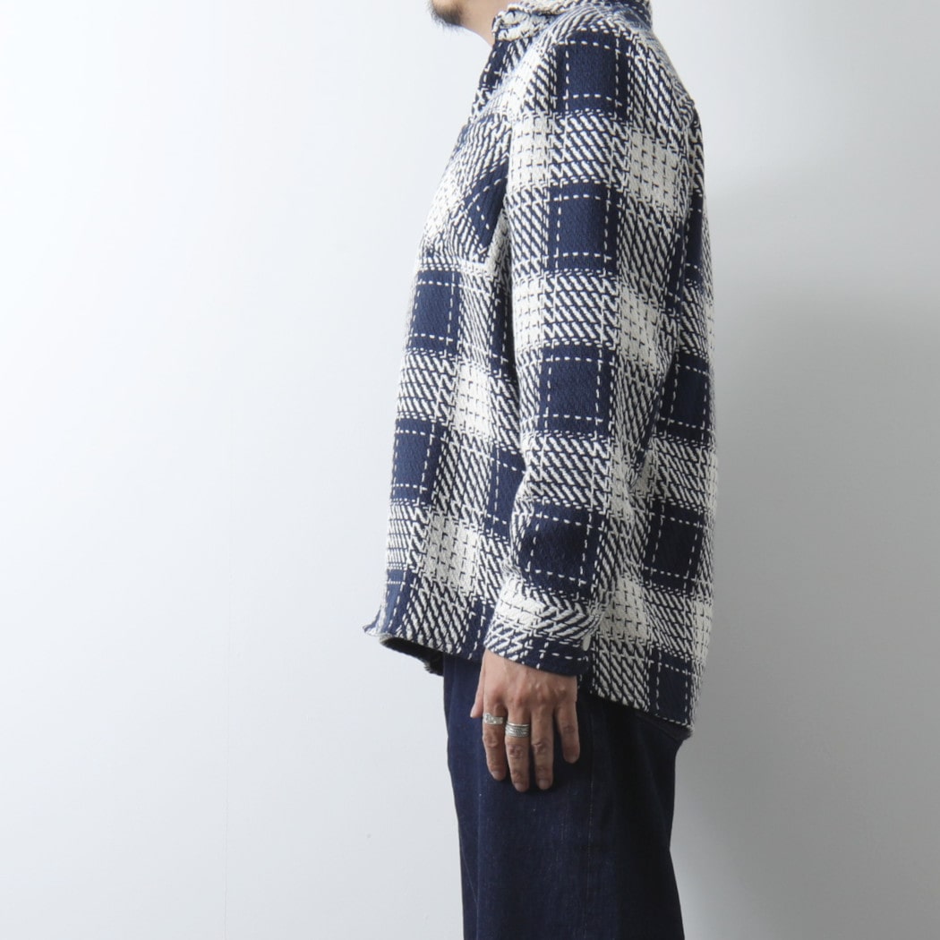 WAX london ワックスロンドン ネイビー チェックシャツ　L WAXLONDON ワックスロンドン ホワイティングオーバーシャツ