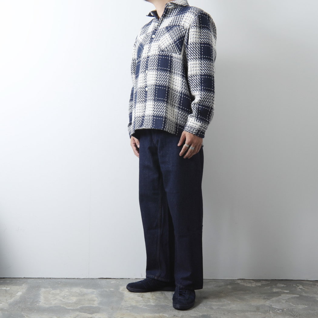 WAXLONDON ワックスロンドン ホワイティングオーバーシャツ スペアチェック ネイビー WHITING OVERSHIRT NAVY