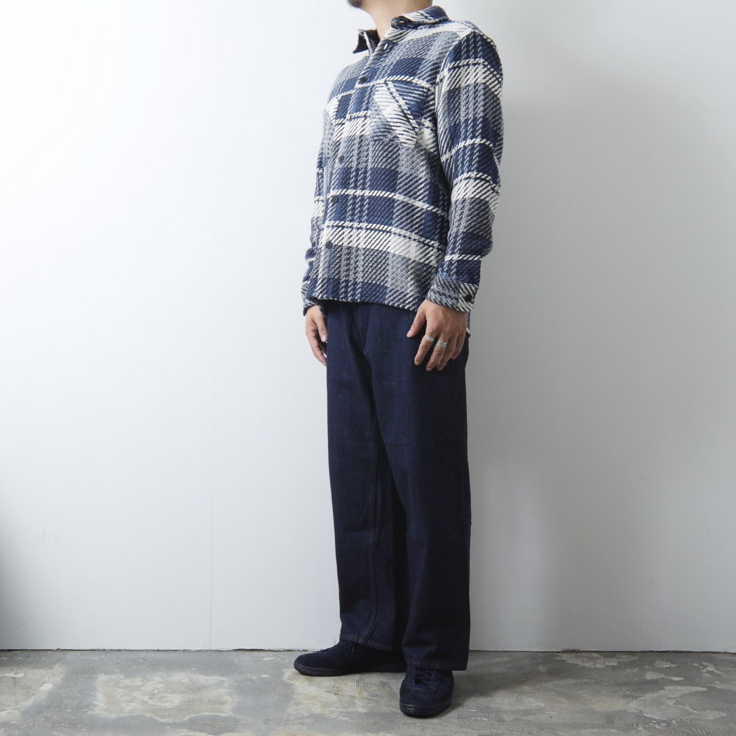 WAXLONDON ワックスロンドン ホワイティングオーバーシャツ スペアチェック マリン ネイビー WHITING OVERSHIRT MARINE