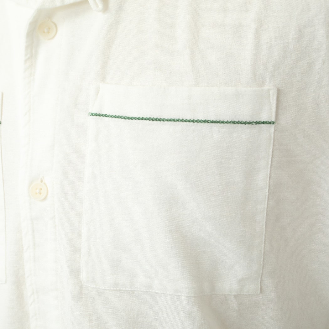 WAXLONDON ワックスロンドン ニュートン パラダイスステッチ キャンプカラー シャツ NEWTON PRDIS STITCH ECRU