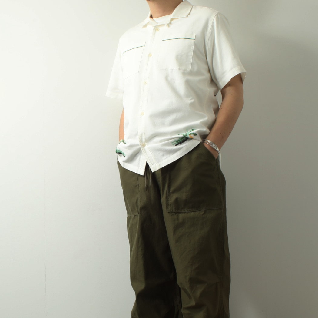 WAXLONDON ワックスロンドン ニュートン パラダイスステッチ キャンプカラー シャツ NEWTON PRDIS STITCH ECRU
