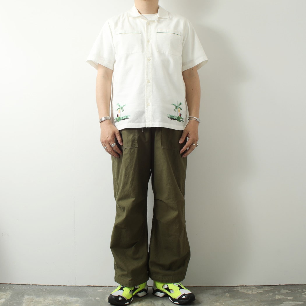 WAXLONDON ワックスロンドン ニュートン パラダイスステッチ キャンプカラー シャツ NEWTON PRDIS STITCH ECRU