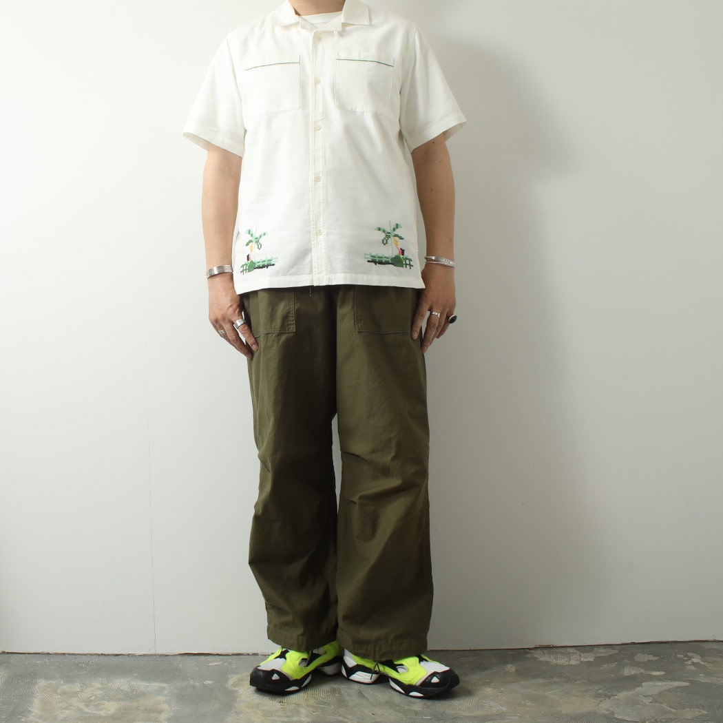 WAXLONDON ワックスロンドン ニュートン パラダイスステッチ キャンプカラー シャツ NEWTON PRDIS STITCH ECRU