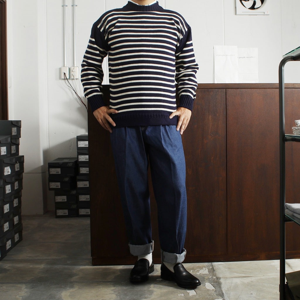 ガンジーウーレンズ　ガンジーセーター ネイビー×ホワイト 38サイズ(M) Guernsey Woollens ガンジーウーレンズ ガンジーセーター