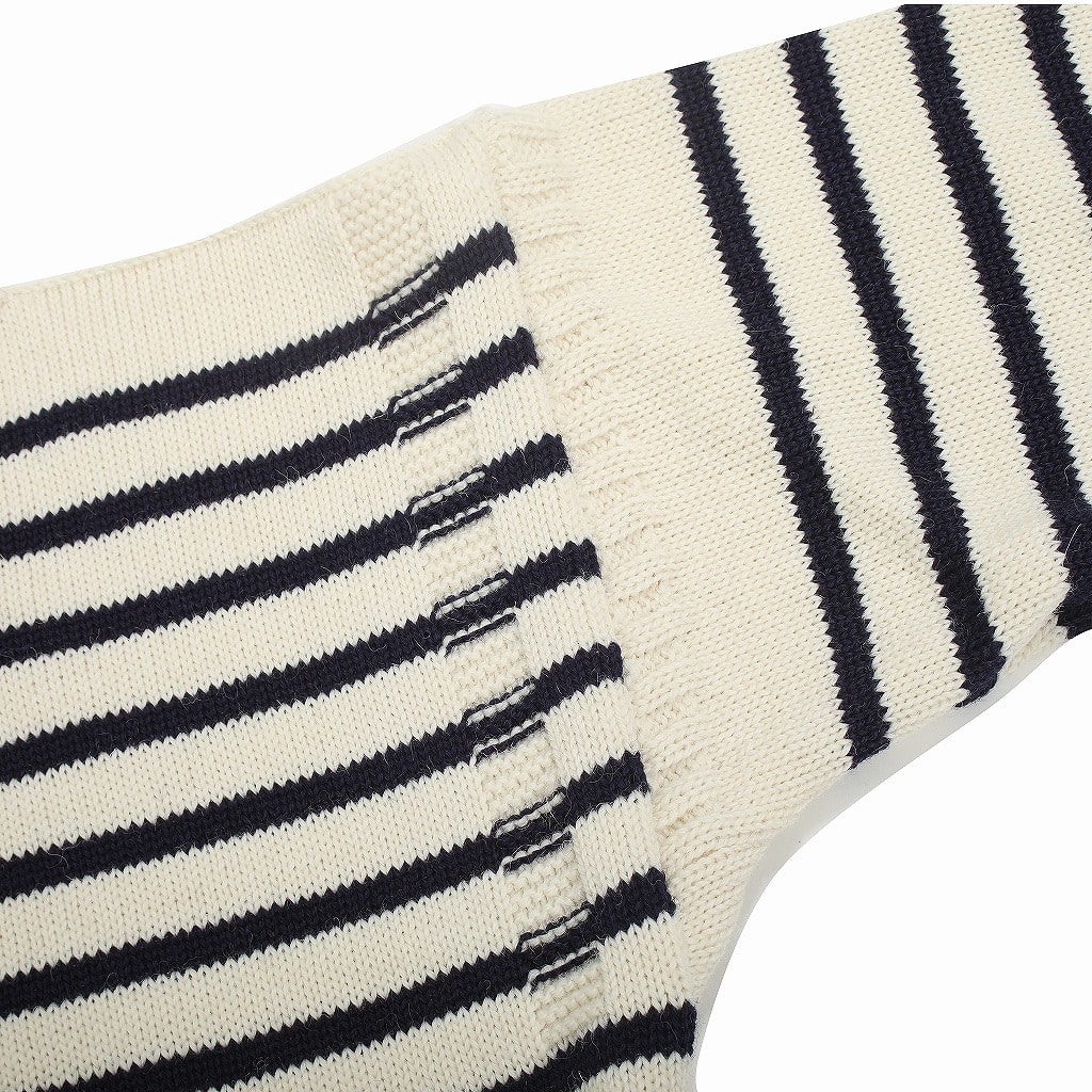 Guernsey Woollens ガンジーウーレンズ ガンジーセーター フィッシャーマンセーター ボーダー  ホワイト×ネイビー