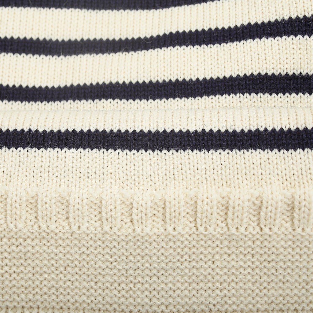 Guernsey Woollens ガンジーウーレンズ ガンジーセーター フィッシャーマンセーター ボーダー  ホワイト×ネイビー