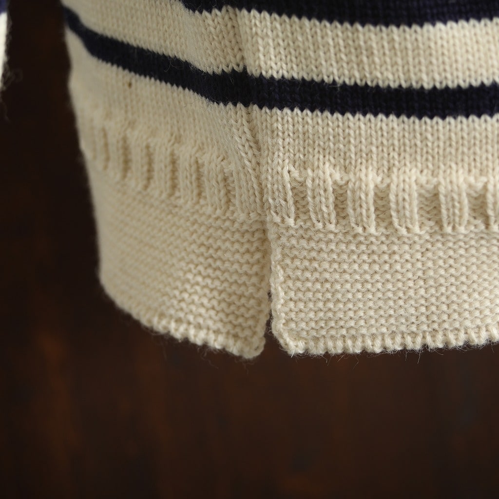 Guernsey Woollens ガンジーウーレンズ ガンジーセーター フィッシャーマンセーター ボーダー  ホワイト×ネイビー