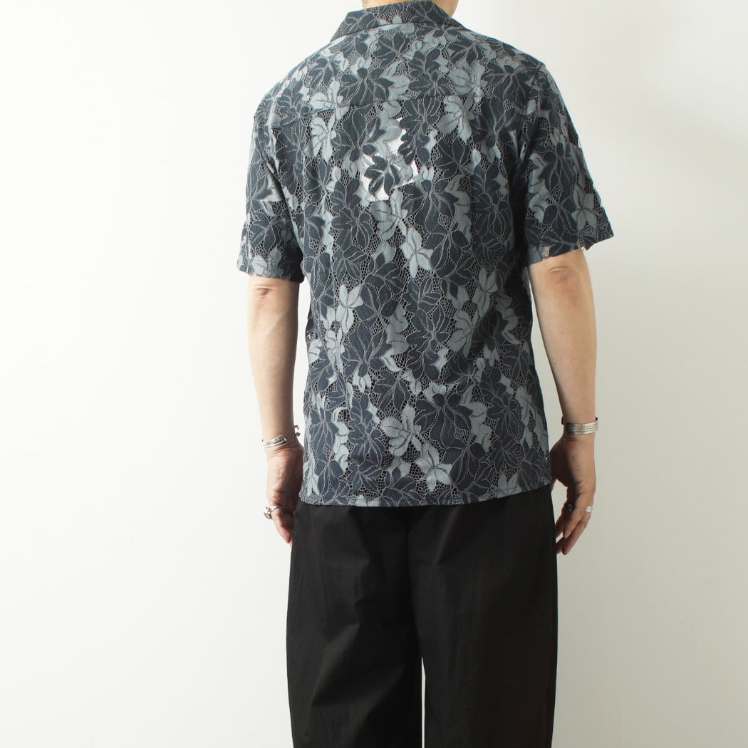 WAXLONDON ワックスロンドン ディドコットシャツ フローラル レース ブルー DIDCOT FLORAL LACE BLUE