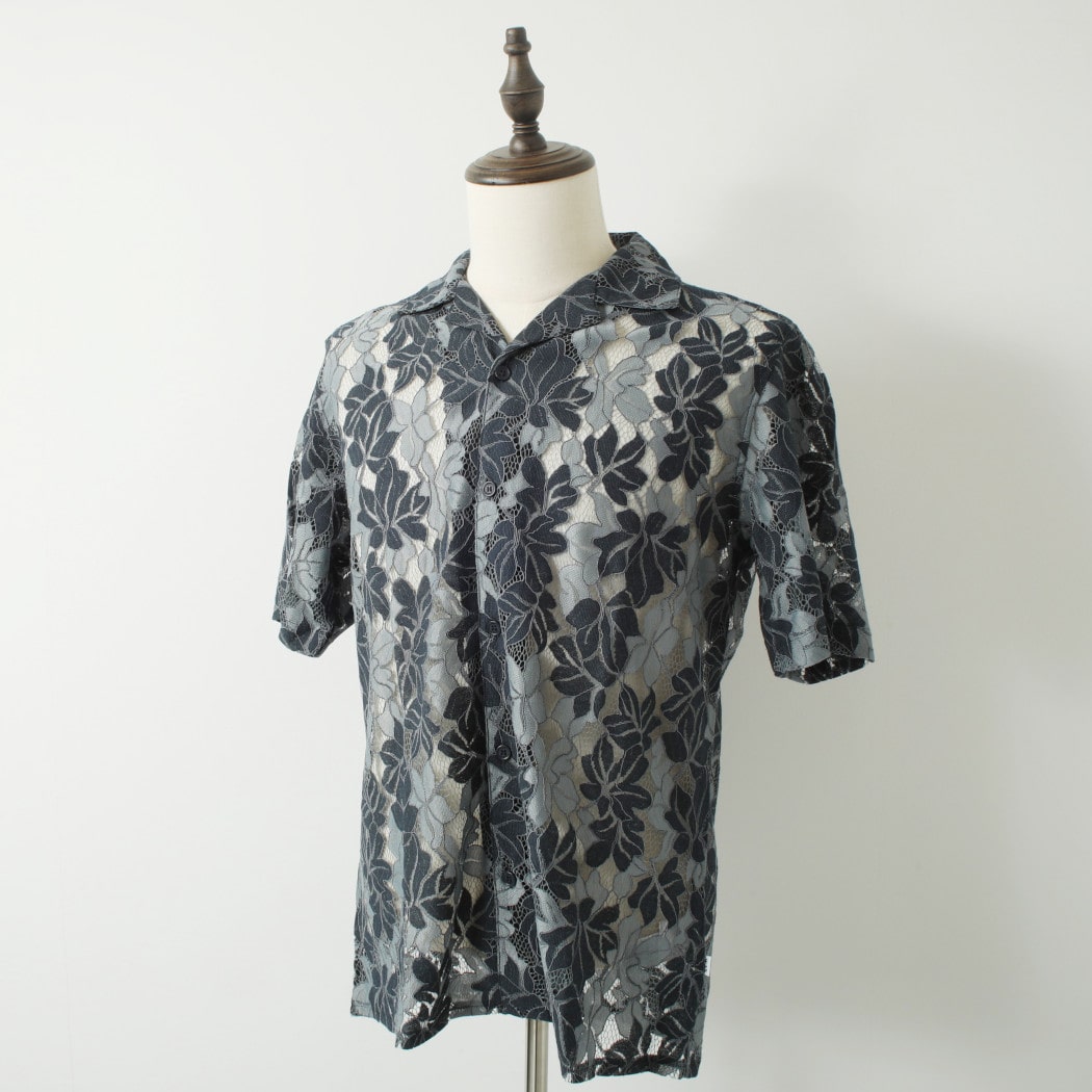 WAXLONDON ワックスロンドン ディドコットシャツ フローラル レース ブルー DIDCOT FLORAL LACE BLUE