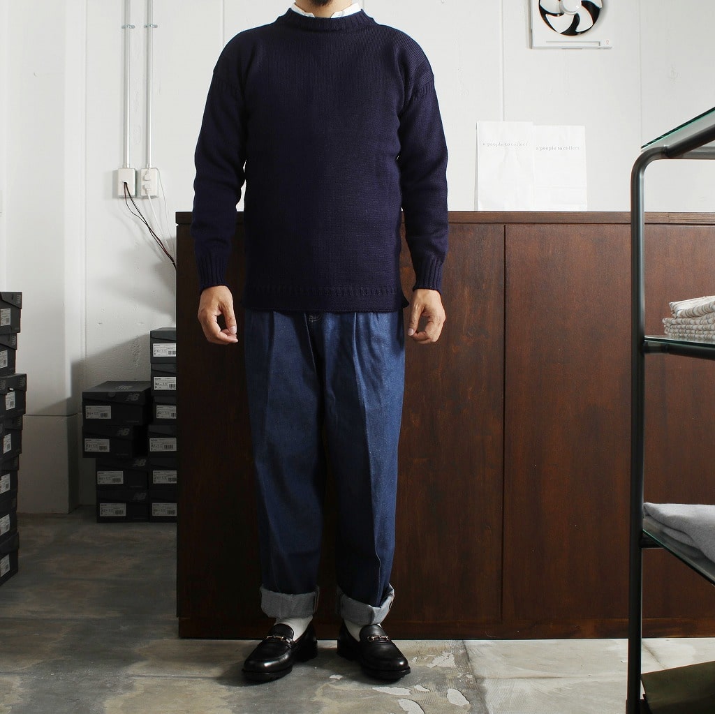 Guernsey Woollens ガンジーウーレンズ ガンジーセーター フィッシャーマンセーター ネイビー