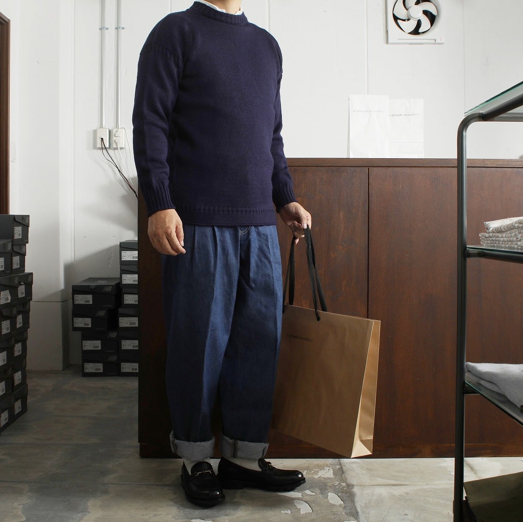 Guernsey Woollens ガンジーウーレンズ ガンジーセーター フィッシャーマンセーター ネイビー