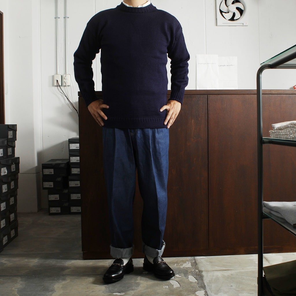 Guernsey Woollens ガンジーウーレンズ ガンジーセーター フィッシャーマンセーター ネイビー