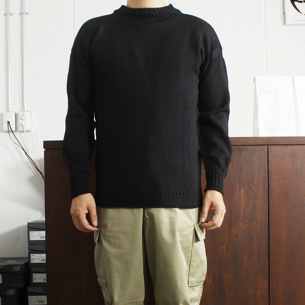 Guernsey Woollens ガンジーウーレンズ ガンジーセーター フィッシャーマンセーター ブラック