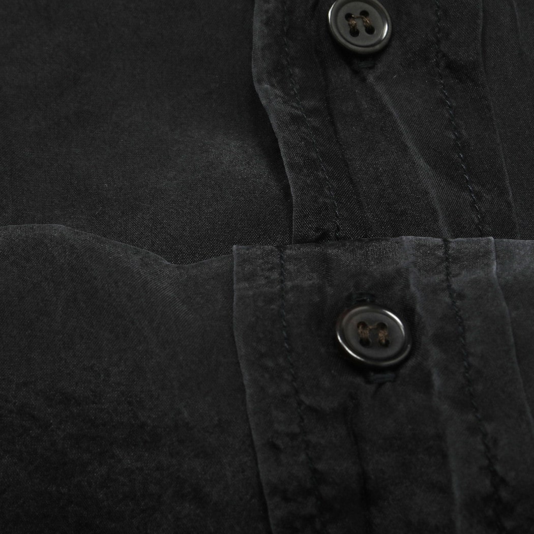 marka 8匁シルク羽二重 シルクワークシャツ ダークネイビー