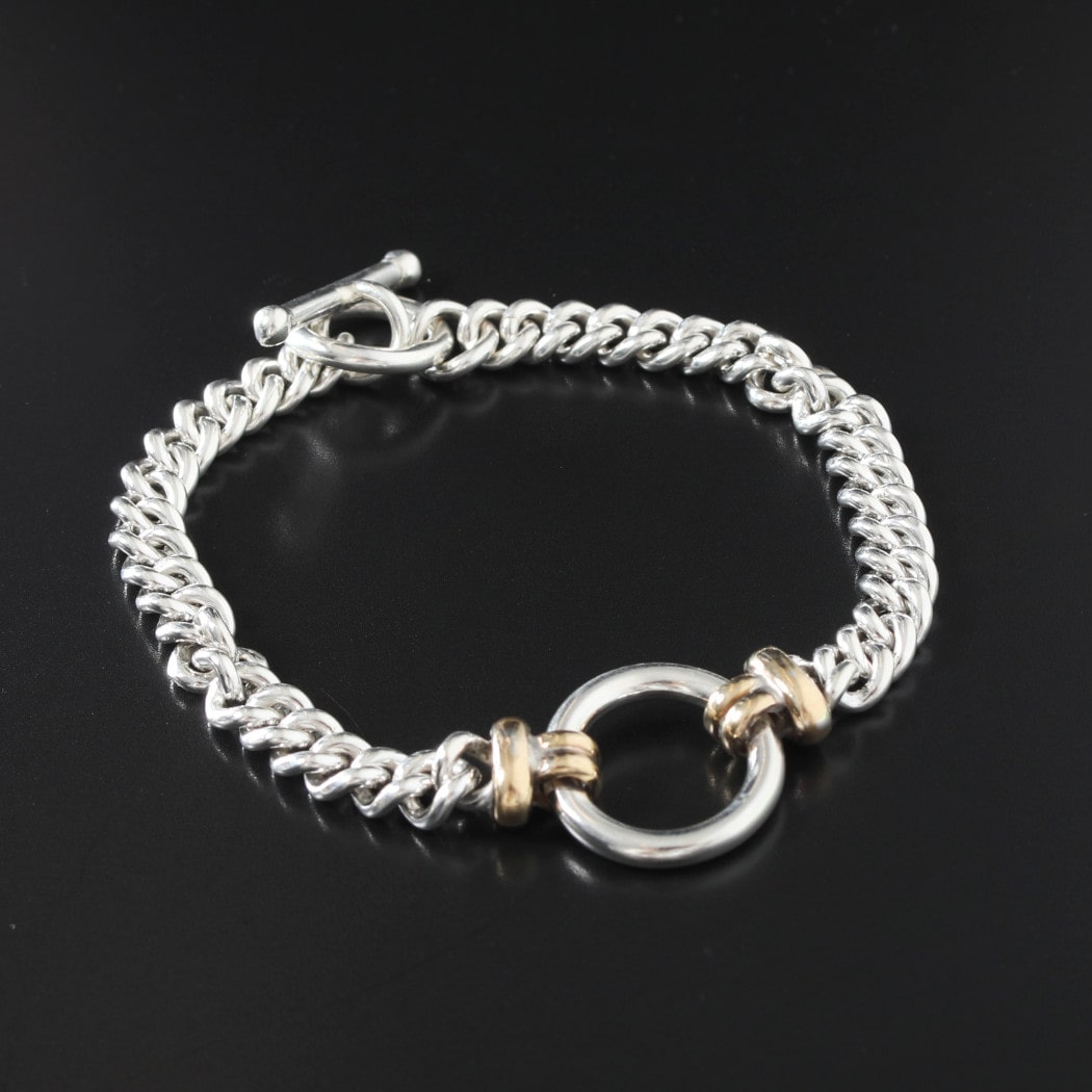 INTERIM インテリム タスコ シルバー ブラス サークル チェーン ブレスレット TAXCO SILVER and BRASS CIRCLE BRACELET シルバー