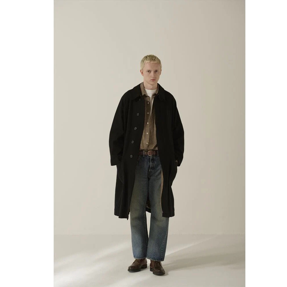 INTERIM インテリム ブラッシュド フェルテッド ウール トリコロール チェック ライニング デッドストック ハイパービッグ ハンティング オーバーコート