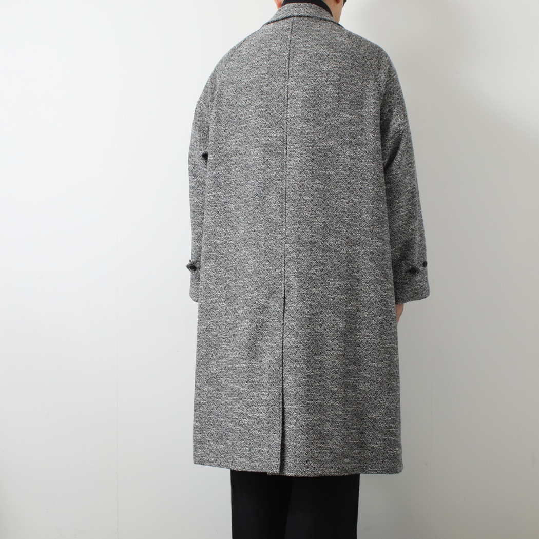 INTERIM インテリム ダブル サイデッド ジャカードツィード ハイパービッグ ハンティングコート ブラック