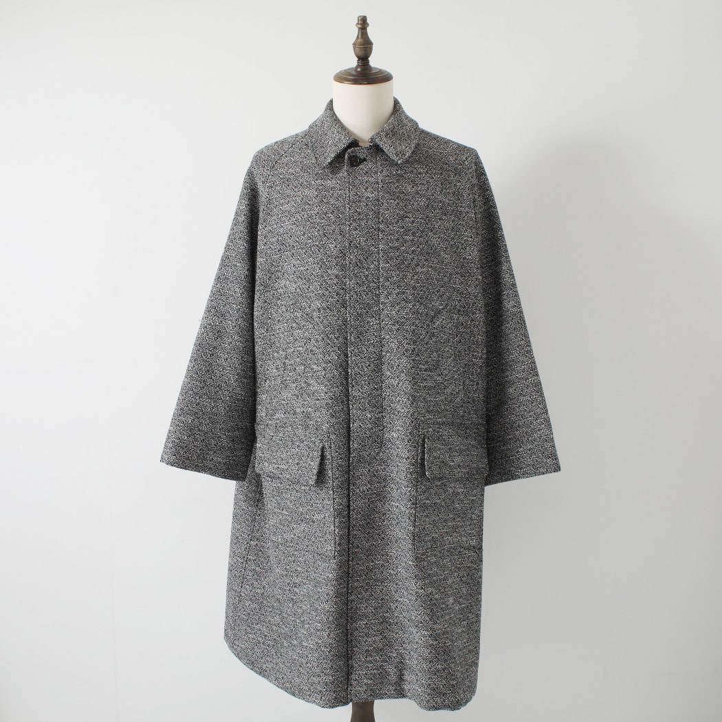 INTERIM インテリム ダブル サイデッド ジャカードツィード ハイパービッグ ハンティングコート ブラック