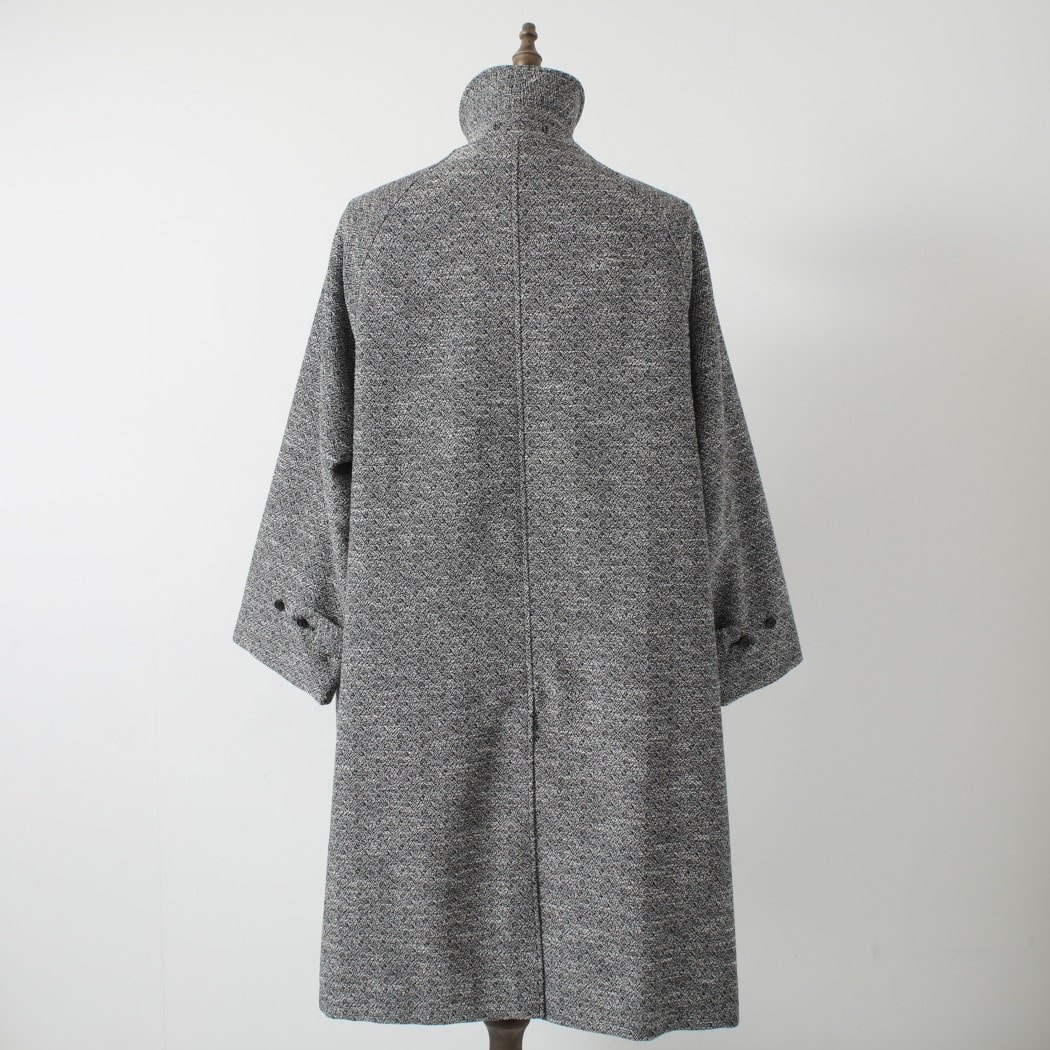 INTERIM インテリム ダブル サイデッド ジャカードツィード ハイパービッグ ハンティングコート ブラック