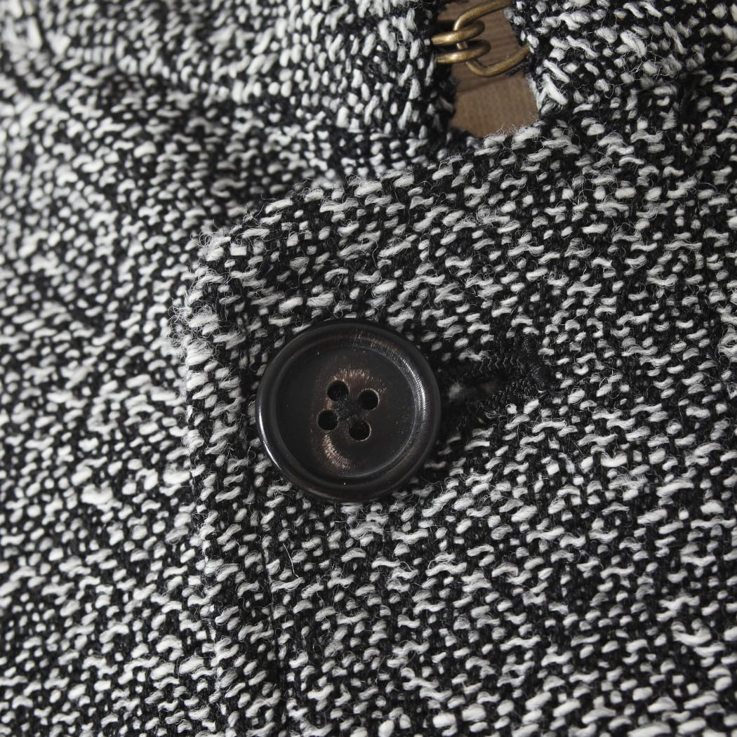 INTERIM インテリム ダブル サイデッド ジャカードツィード ハイパービッグ ハンティングコート ブラック