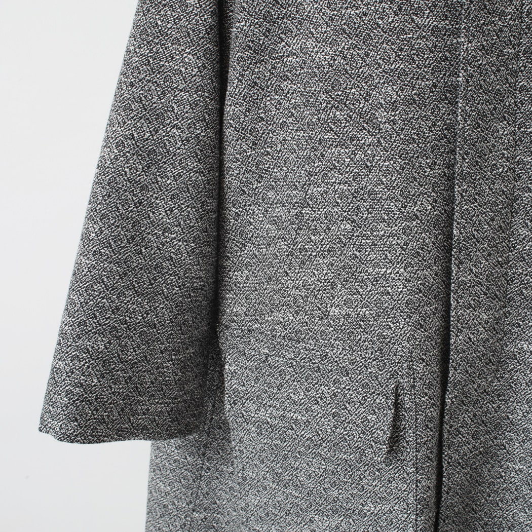 INTERIM インテリム ダブル サイデッド ジャカードツィード ハイパービッグ ハンティングコート ブラック