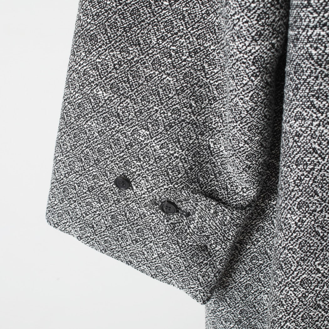 INTERIM インテリム ダブル サイデッド ジャカードツィード ハイパービッグ ハンティングコート ブラック