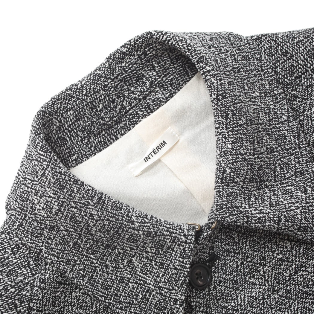 INTERIM インテリム ダブル サイデッド ジャカードツィード ハイパービッグ ハンティングコート ブラック
