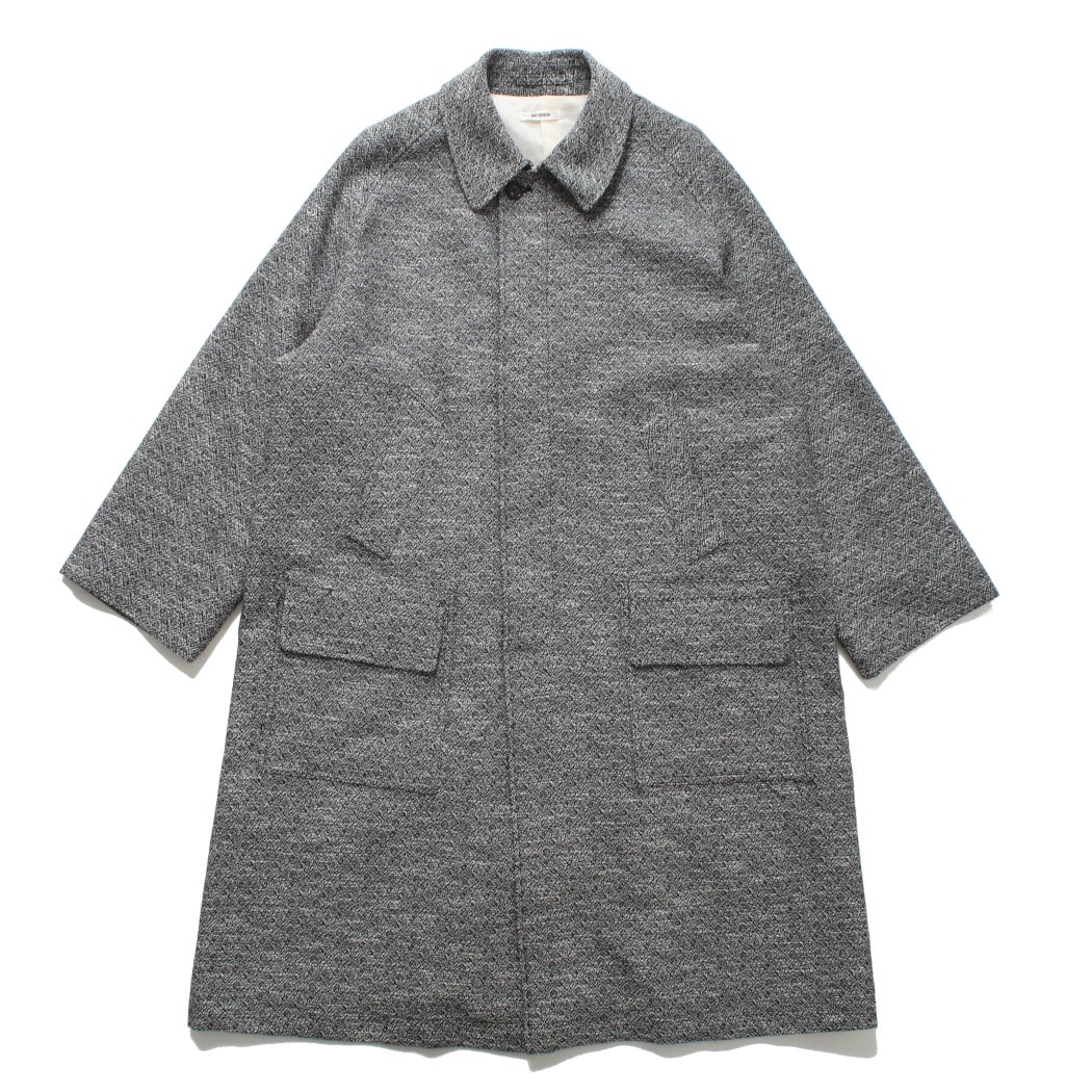 INTERIM インテリム ダブル サイデッド ジャカードツィード ハイパービッグ ハンティングコート ブラック