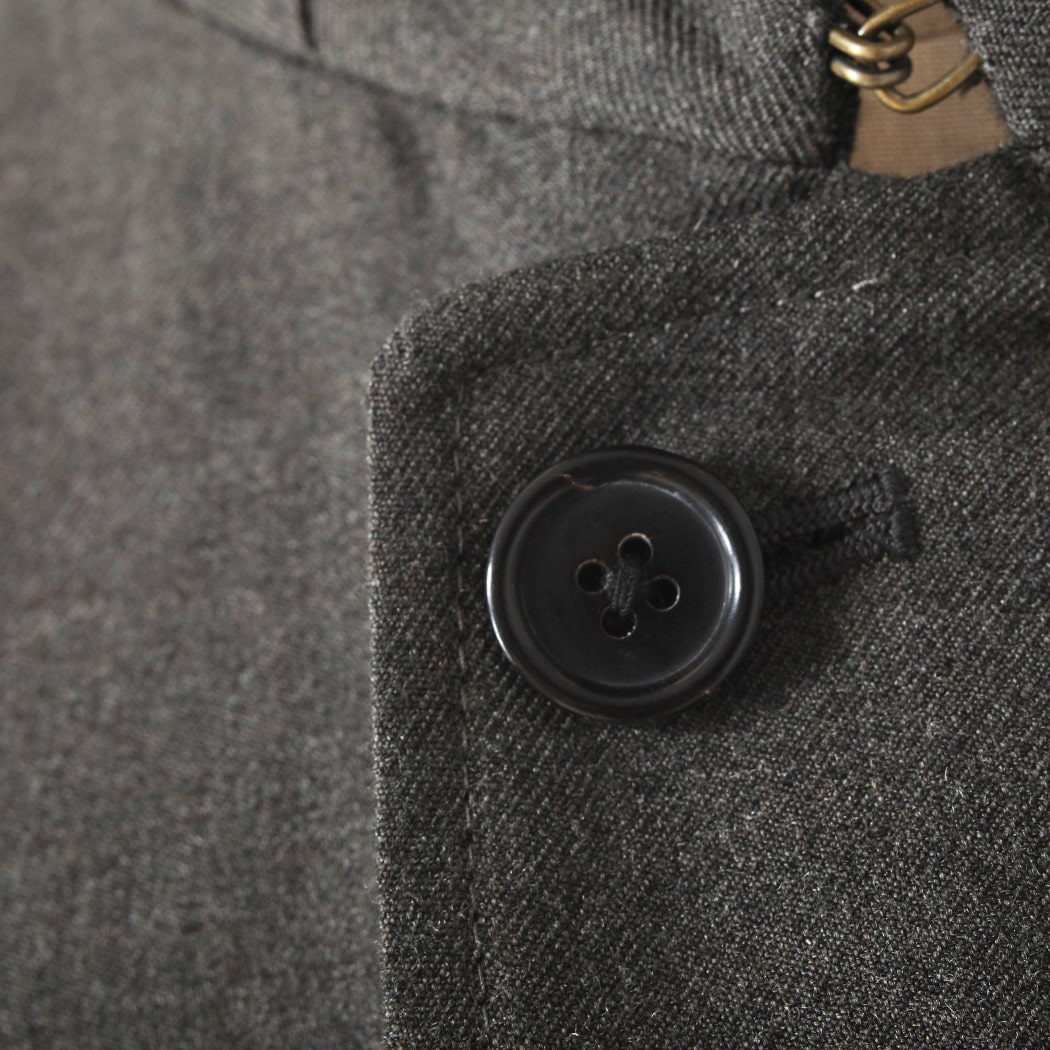 INTERIM インテリム ミリタリー ウールサージ ハイパービッグ ハンティング オーバーコート DUST GRAY