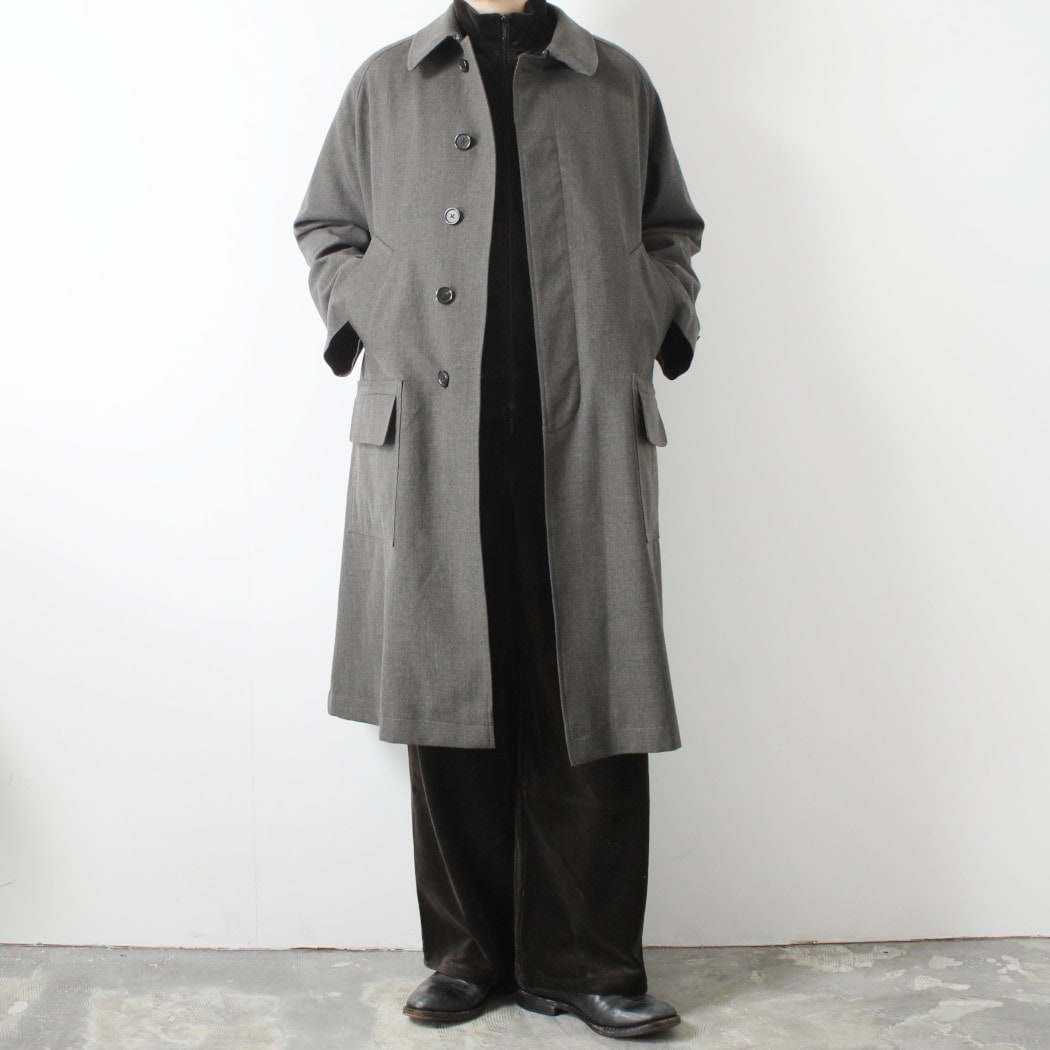 INTERIM インテリム ミリタリー ウールサージ ハイパービッグ ハンティング オーバーコート DUST GRAY