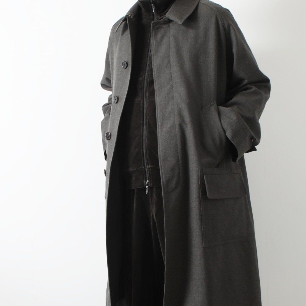 INTERIM インテリム ミリタリー ウールサージ ハイパービッグ ハンティング オーバーコート DUST GRAY