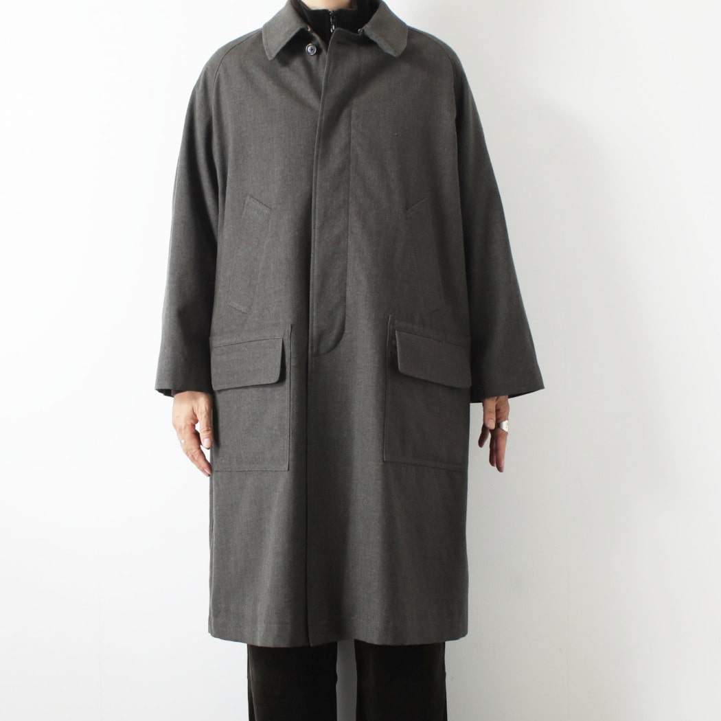 INTERIM インテリム ミリタリー ウールサージ ハイパービッグ ハンティング オーバーコート DUST GRAY