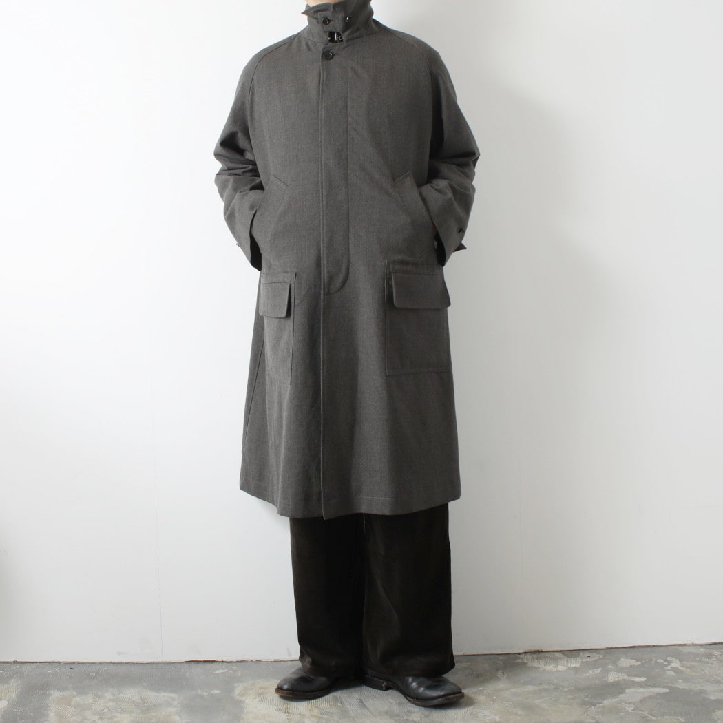 INTERIM インテリム ミリタリー ウールサージ ハイパービッグ ハンティング オーバーコート DUST GRAY