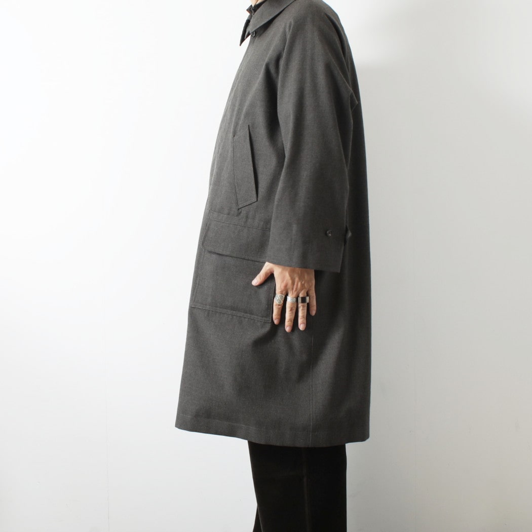 INTERIM インテリム ミリタリー ウールサージ ハイパービッグ ハンティング オーバーコート DUST GRAY