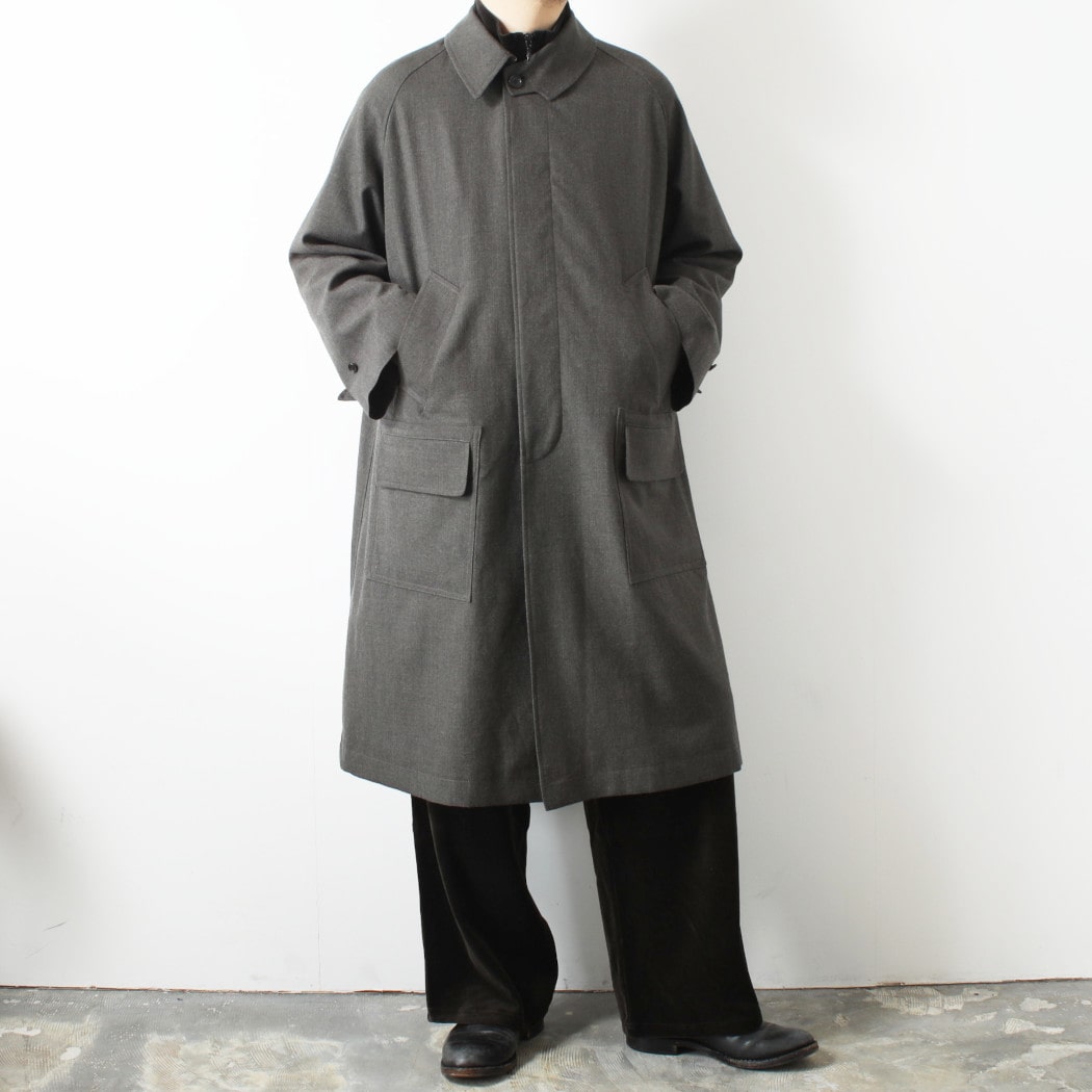 INTERIM インテリム ミリタリー ウールサージ ハイパービッグ ハンティング オーバーコート DUST GRAY