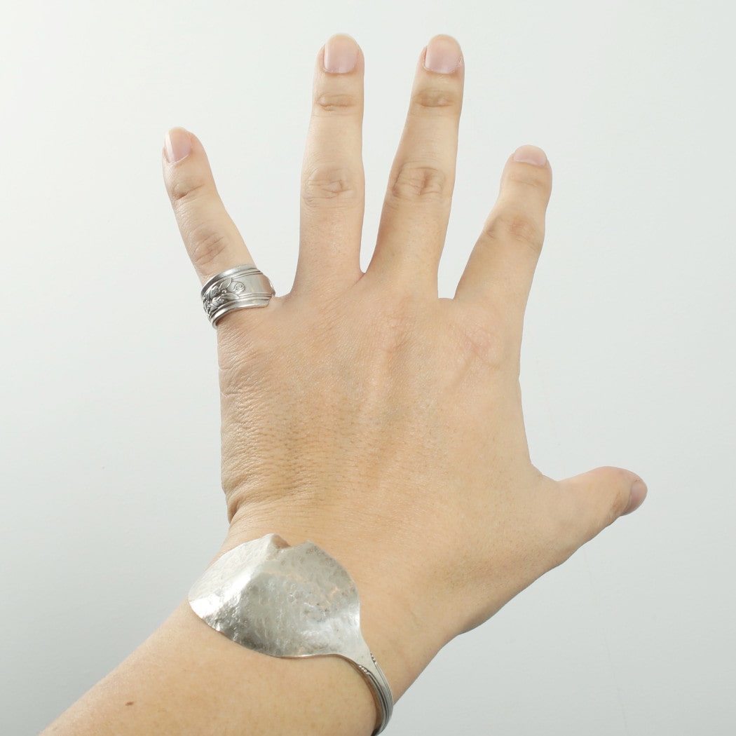 ケニアアーティスト アンティークスプーン スプーンリング6 真鍮製 シルバー 17号