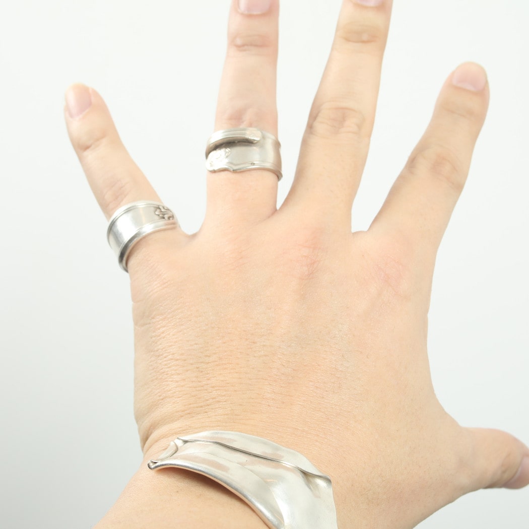 ケニアアーティスト アンティークスプーン スプーンリング5 真鍮製