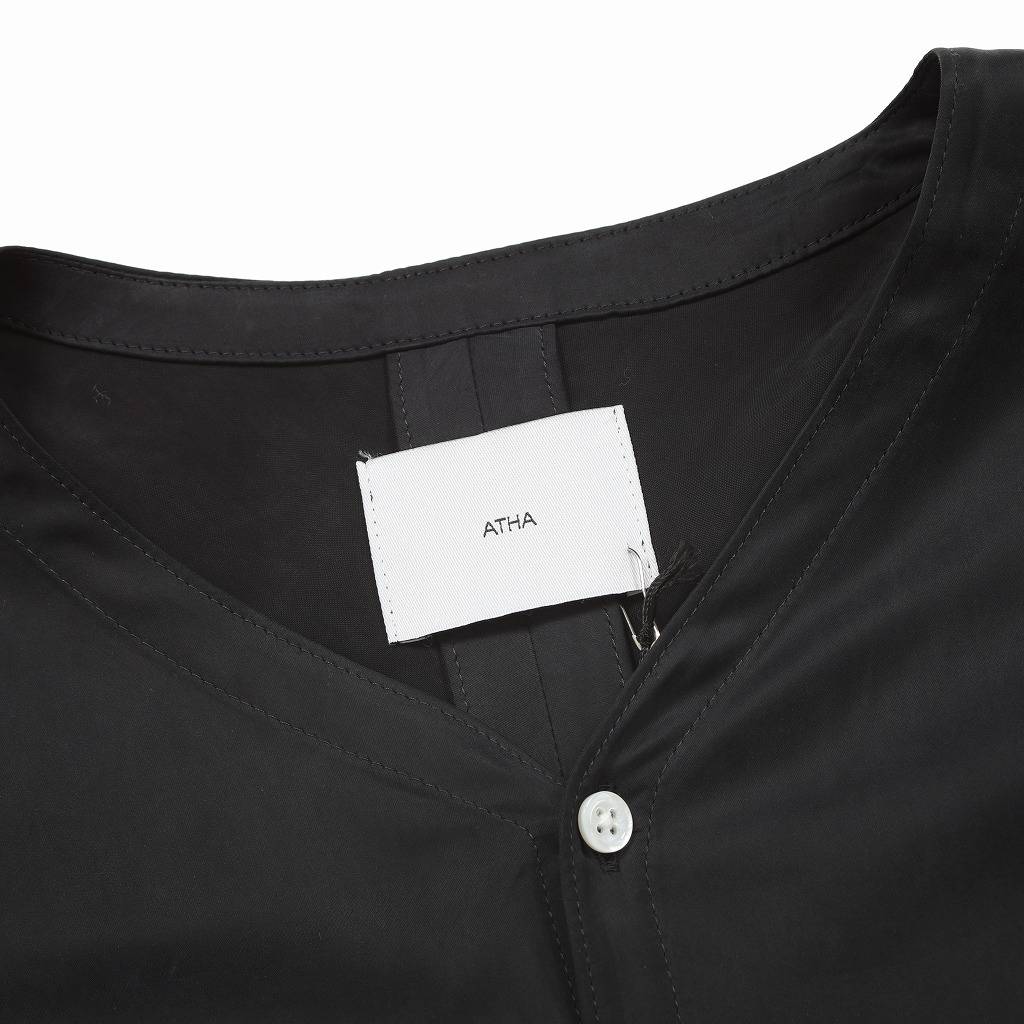 ATHA アタ サテンダボシャツ ユニセックス ブラック SATIN DABO SHIRTS