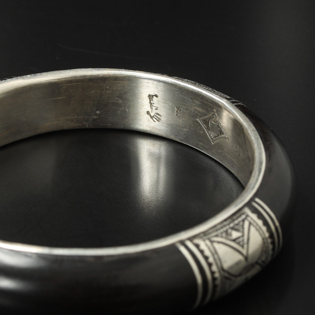 TOUAREG SILVER JEWELRY トゥアレグ シルバー ジュエリー POURE SILVER BANGLE シルバーブレスレット BR9 エボニーウッド シルバー