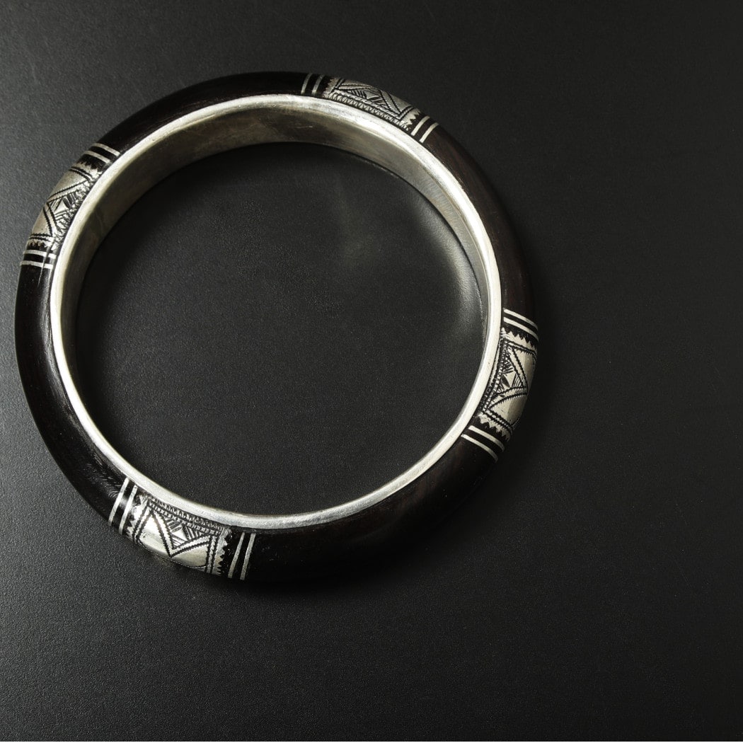 TOUAREG SILVER JEWELRY トゥアレグ シルバー ジュエリー POURE SILVER BANGLE シルバーブレスレット BR9 エボニーウッド シルバー